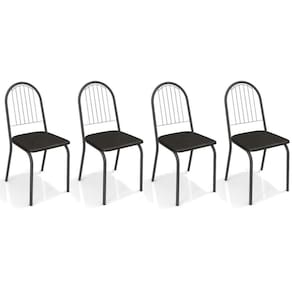 Kit 4 Cadeiras de Cozinha Noruega 2C077 4 Un Preto Fosco/Courano Preto 110 - Kappesberg