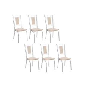 Kit 6 Cadeiras de Cozinha Florença 2C005 Aço 6 Uni Cromada/Nude 16 - Kappesberg