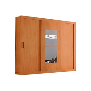 Guarda Roupa Solteiro 3 Portas de Correr (1 c/ Espelho) e 4 Gavetas Veneza Premium Naturalle/Ripado 3D - Rufato