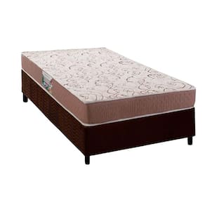 Cama Box Solteiro: Colchão Ortopédico Herval Compact AG 65 / Durabilli Bordado Double Side + Base CRC Suede Brown (88x188)