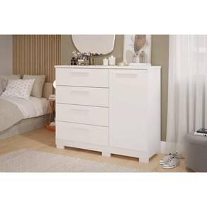 Cômoda Solteiro Malu c/ 1 Porta 4 Gavetas Branco - Panan