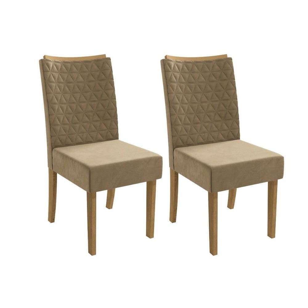 Kit 2 Cadeiras de Cozinha 2CAD129 2 Un Canela/Suede Bege - Kappesberg