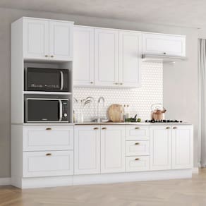Cozinha Completa Americana 10 Portas 5 Gavetas 100% Mdf Branco Calcare - Henn