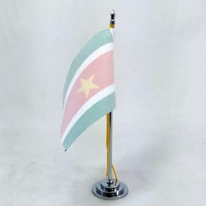 Mini Bandeira De Mesa Suriname 15 Cm (mastro)poliéster