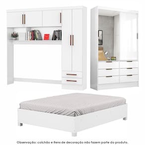 Guarda Roupa Casal Modulado Sevilha 5 Portas 2 Portas 8 Gavetas Plus com Cama Casal Carioca Móveis