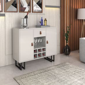 Buffet Londres 2 Portas Estilo Industrial OffWhite/Preto
