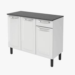 Balcão de Cozinha Rose 3 Portas 1 Gaveta Branco - Rede Móveis