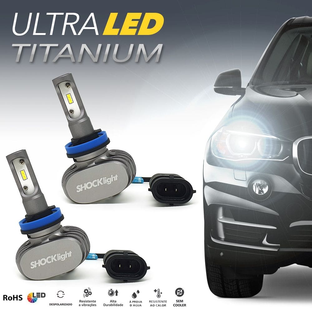 Par Lâmpadas H11 Farol Milha Honda Civic Ultra Led Titanium 10000 Lumens Forte Branco Efeito Xenon 2004 2005 2006 2007 2008 2009