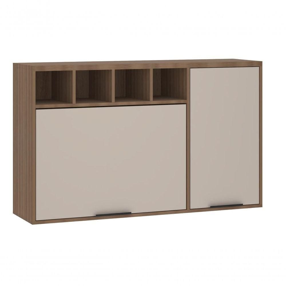 Armário Aéreo 120 Cm 1 Porta Fechada E 1 Porta Basculante Com Nicho Superior Aspen Luciane Moveis beige