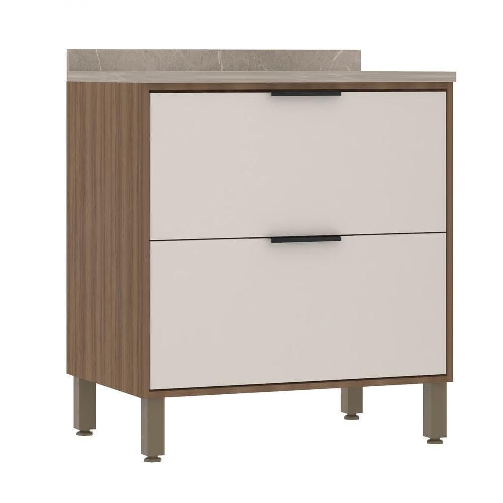 Balcão De Cozinha Com Tampo 80 Cm 2 Gavetões Aspen Luciane Móveis beige