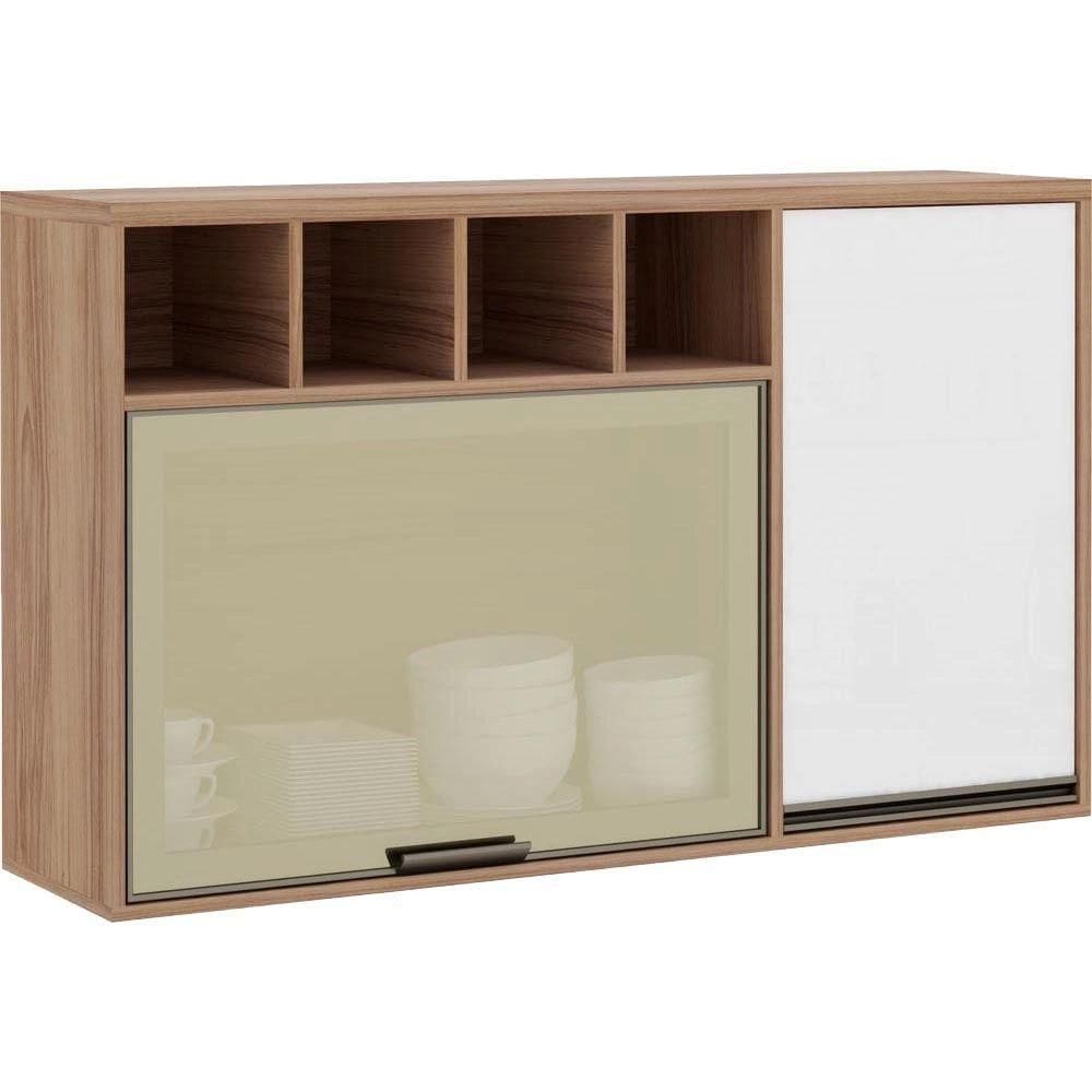 Armário Mel 120 Cm 2 Portas Alumínio Com Vidro Reflecta Bronze E Nicho Luciane