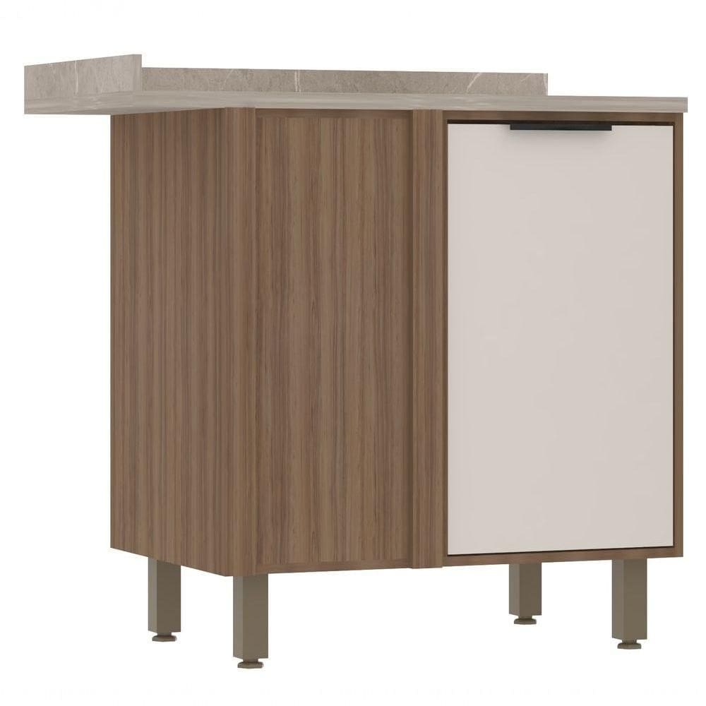 Balcão De Cozinha Com Tampo Canto Reto 95 Cm 1 Porta Aspen Luciane Móveis beige