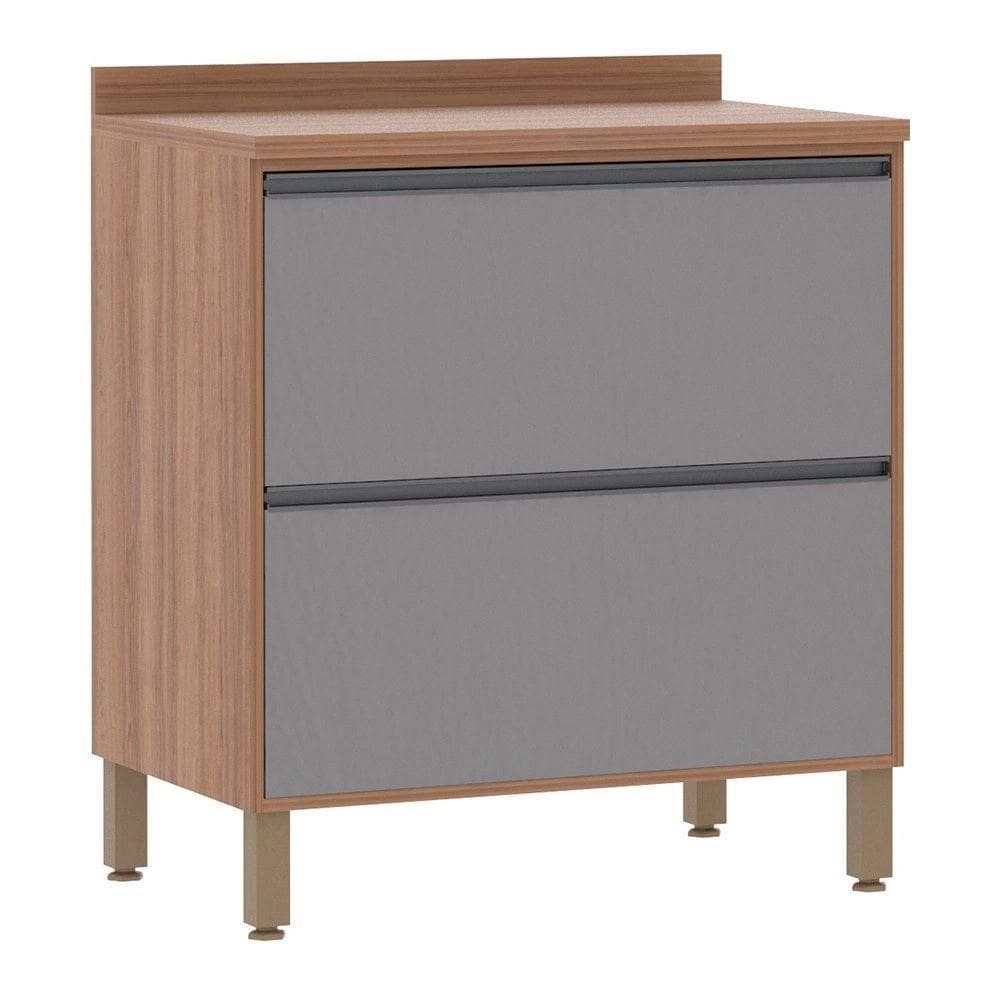 Balcão Cozinha 80 Cm 2 Gavetões Cinza Puro Isa Luciane Móveis