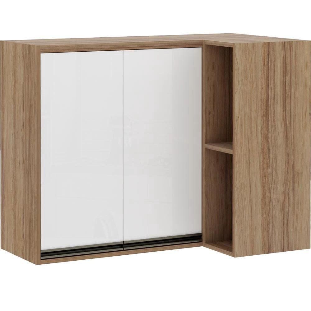 Armário Canto Reto Mel 95 Cm 2 Portas Com Nicho Lateral Luciane Móveis