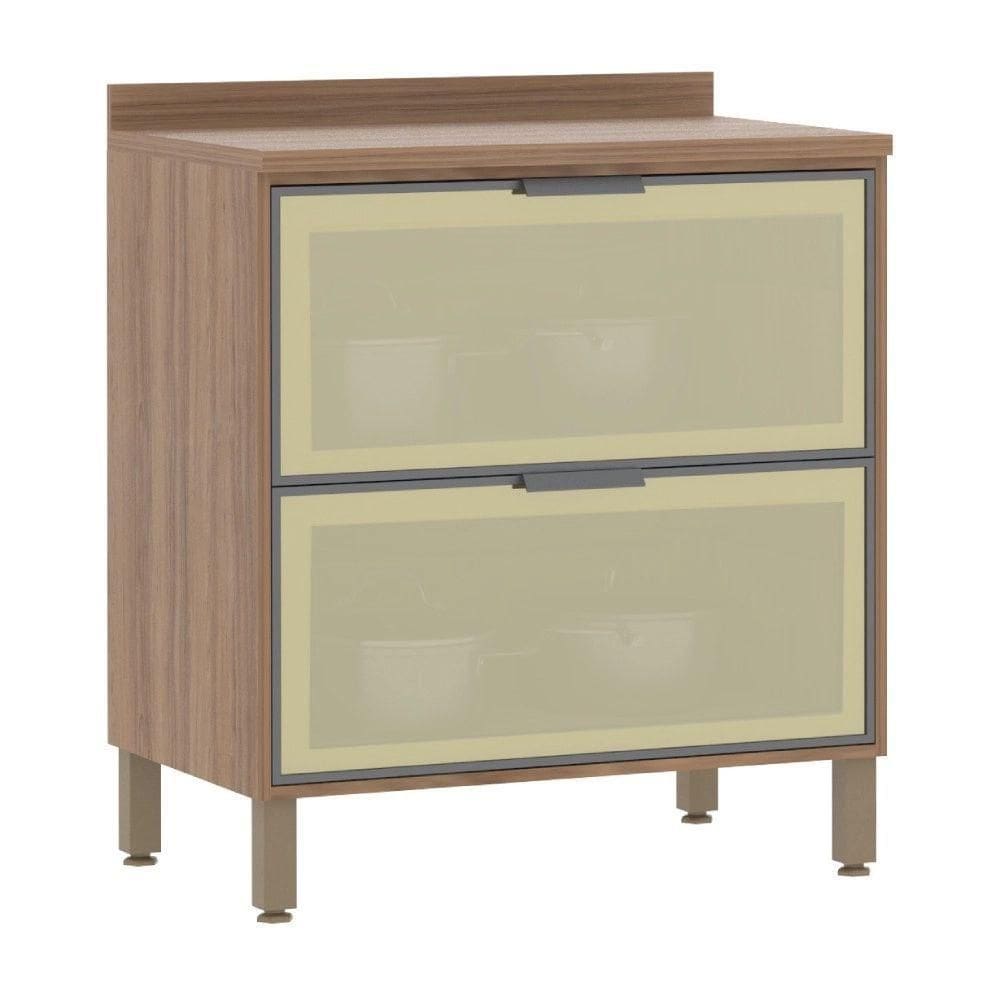 Balcão Cozinha 80 Cm 2 Gavetões Reflecta Bronze Isa Luciane Móveis