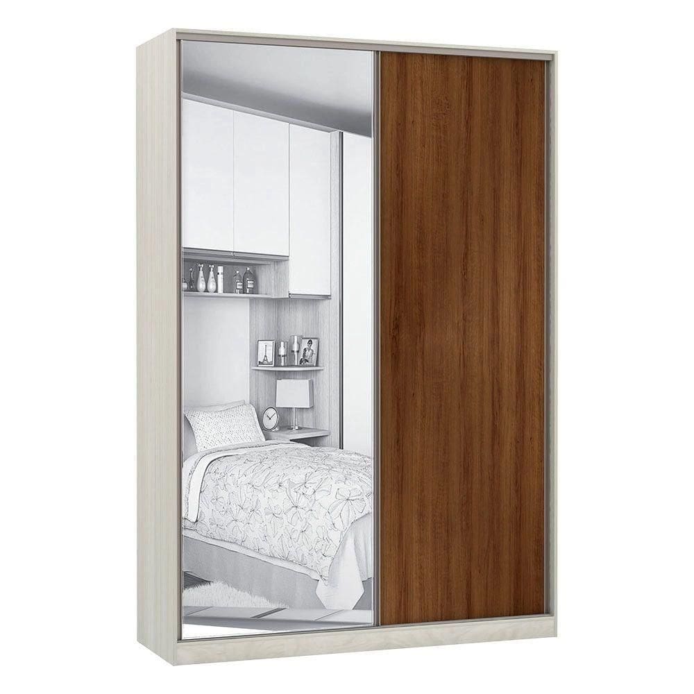 Guarda-Roupa Solteiro Luciane 2 Portas 3 Gavetas Prime Plus 159 Cm Com Espelho Luciane Móveis