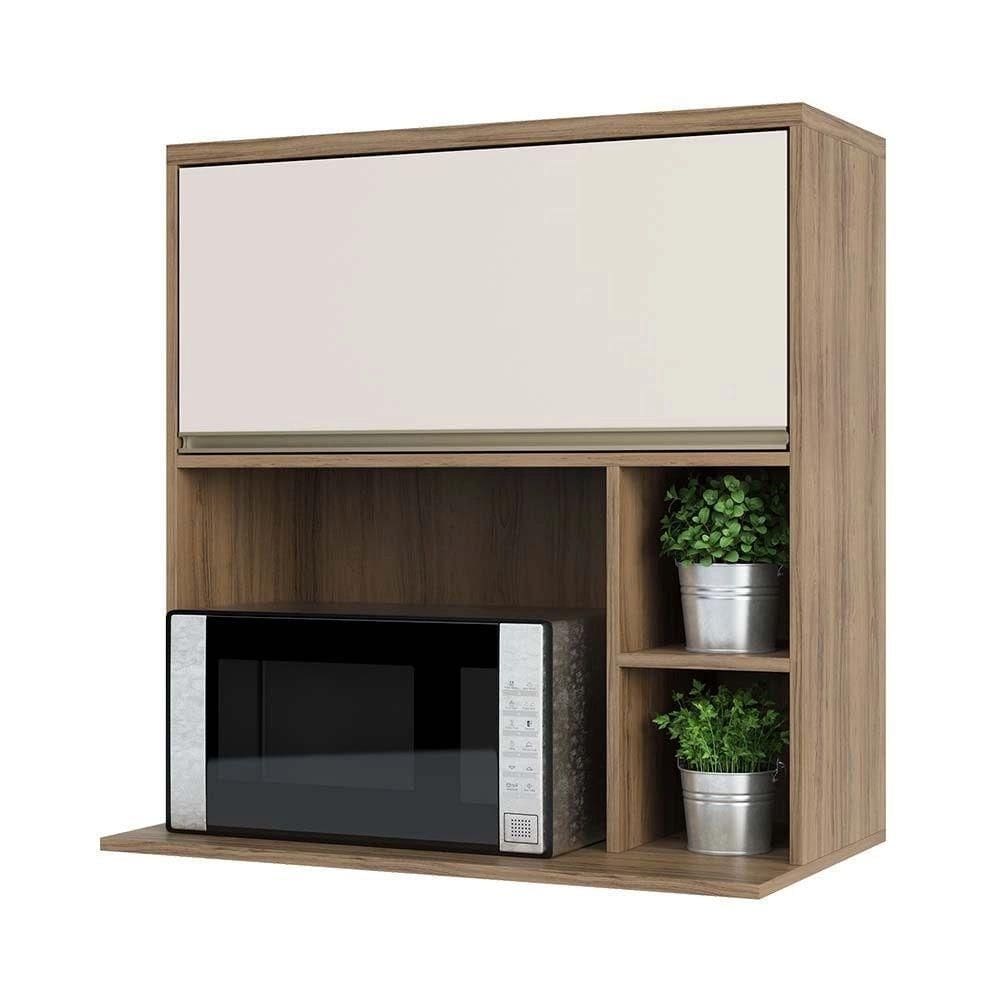 Nicho Microondas Conjugado 1 Porta Perola Off Com Nicho Lateral