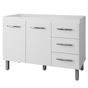 Balcão Para Pia Sem Tampo Bianca 120 Cm Branco Mobbs