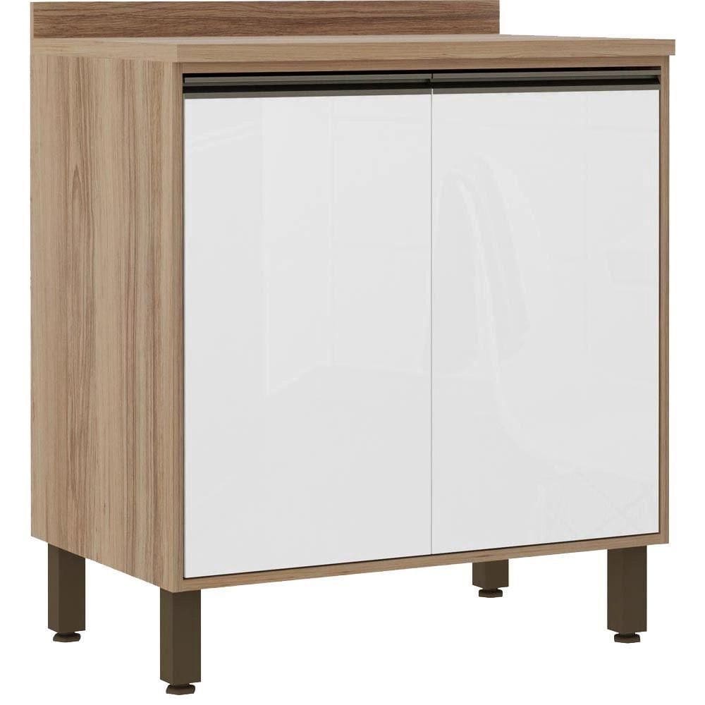 Balcão Cozinha 80 Cm 2 Portas Branco Laca Mel Luciane Móveis