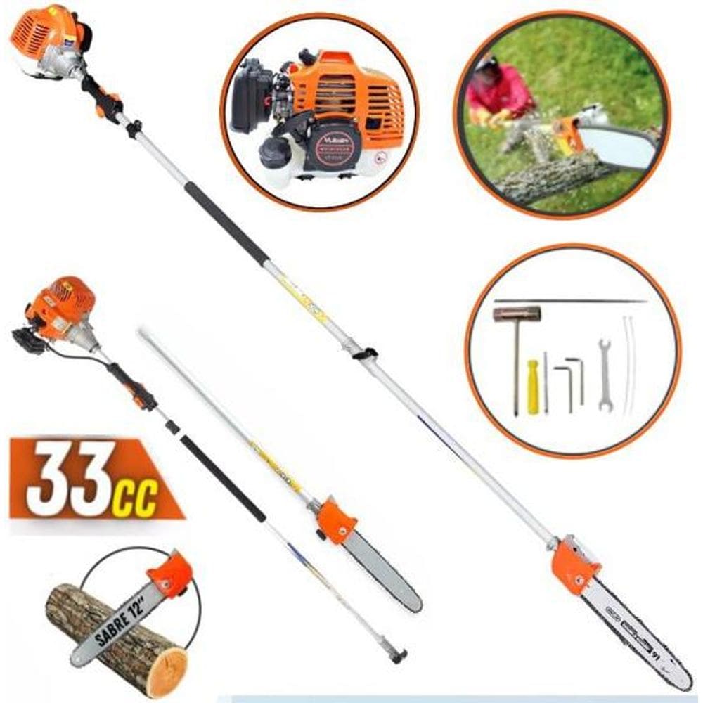 Motosserra de Altura Podador De Galhos a Gasolina Vulcan VP3300 L Motor 2 Tempos 33cc 1,5hp com Extensor 2,90 Metros