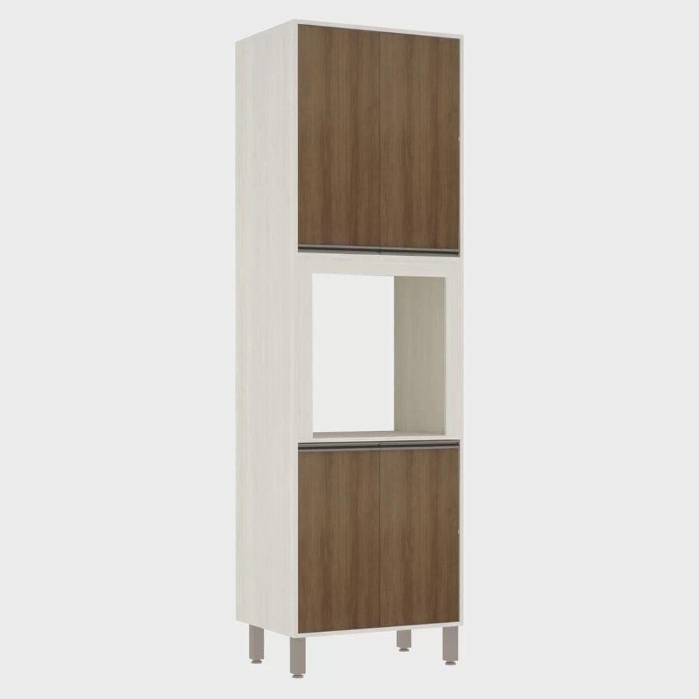 Paneleiro De Cozinha 70 Cm Com Nicho Microondas 4 Portas 4 Prateleiras Linea Luciane Móveis