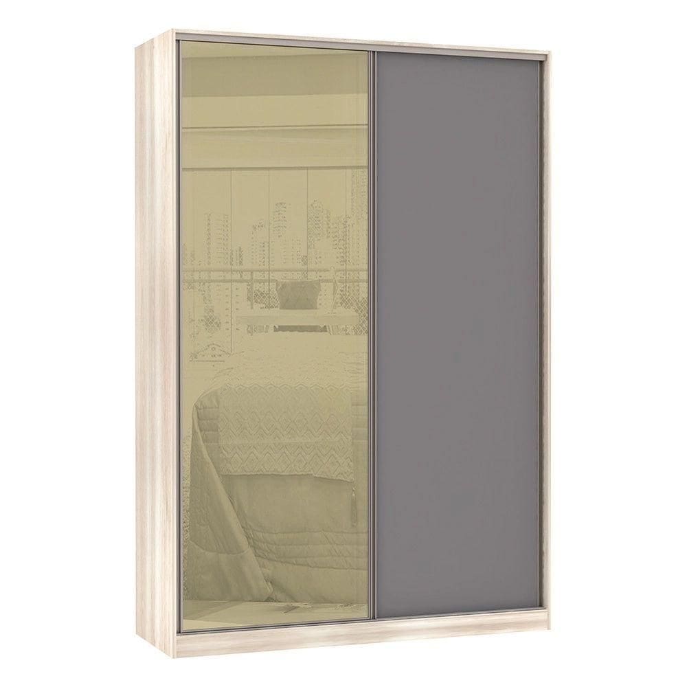 Guarda-Roupa Solteiro Luciane 2 Portas 3 Gavetas Prime Plus 159 Cm Com Espelho Reflecta