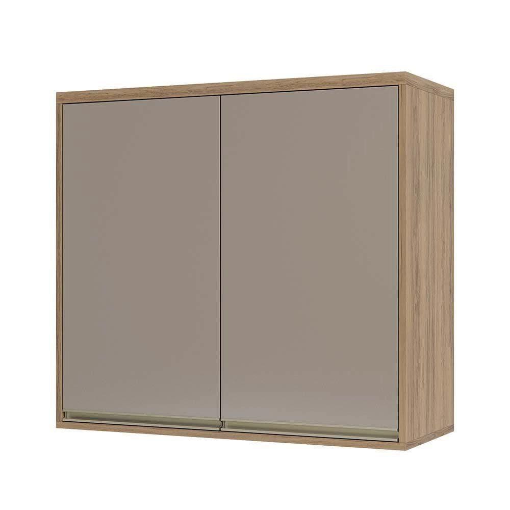 Armário Aéreo 80 Cm 2 Portas Graff Brilho 1 Prateleira Mel Luciane Móveis