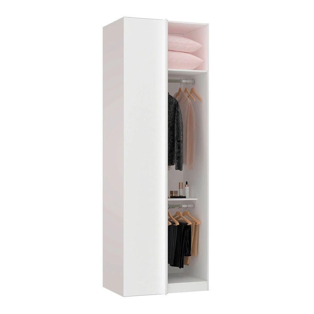 Guarda Roupa Closet Sem Porta Canto Reto 80,4Cm 2 Cabideiros 1 Maleiro Prime Luciane Móveis