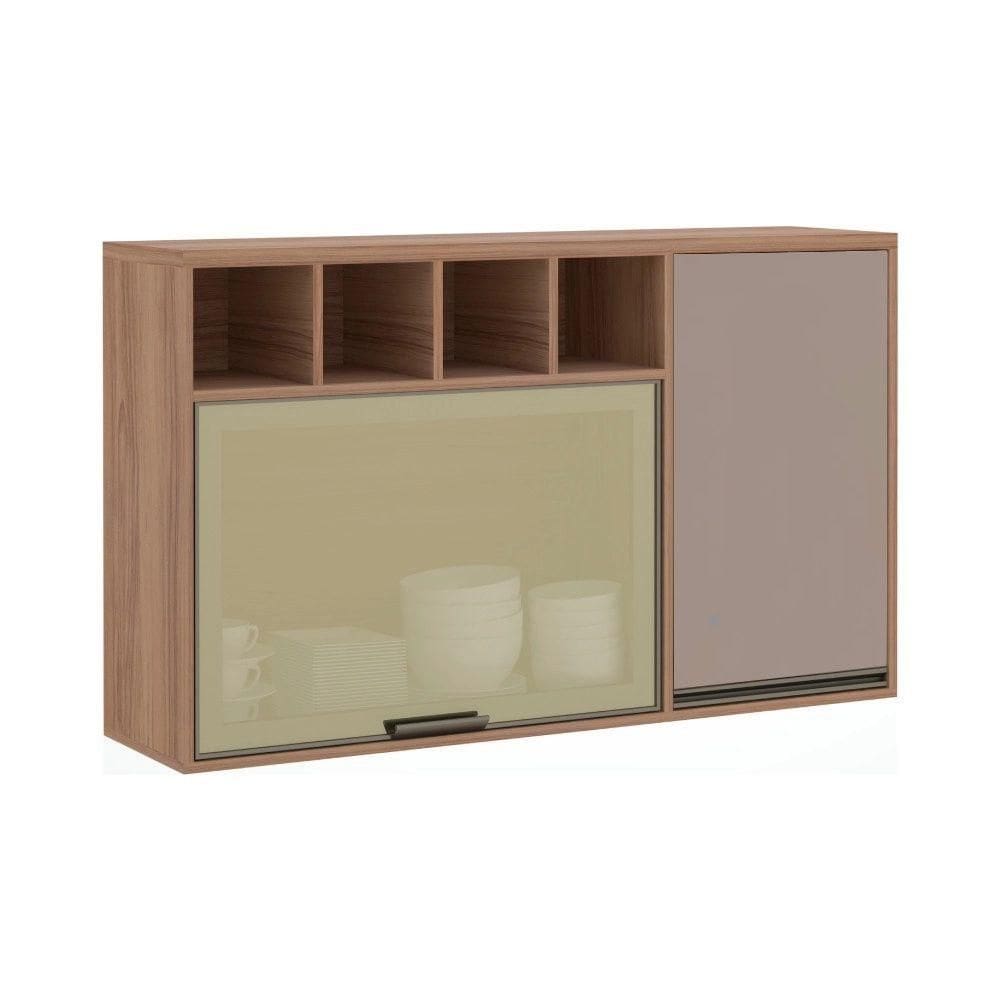 Armário Mel 120 Cm 2 Portas Alumínio Com Vidro Reflecta Bronze E Nicho Luciane