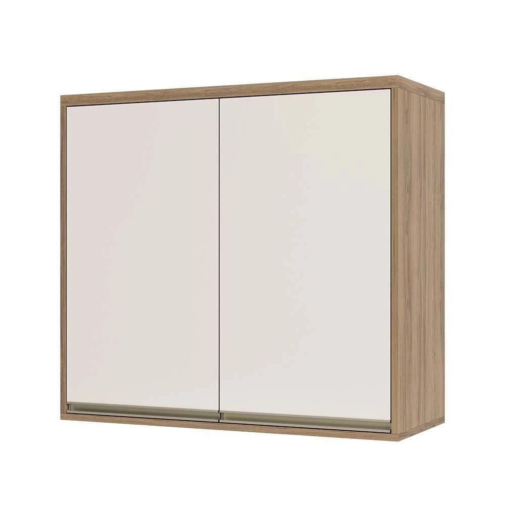 Armário Aéreo 80 Cm 2 Portas Perola Off 1 Prateleira Mel Luciane Móveis