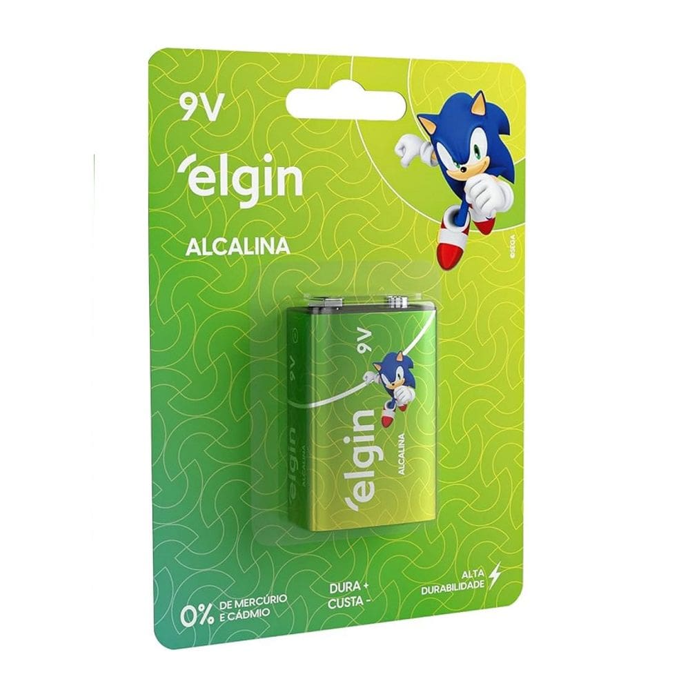 Pilha Bateria 9V Alcalina Zinco 01UN ELGIN