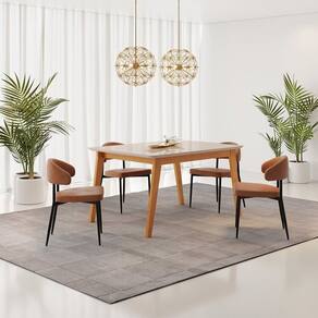 Conjunto Sala de Jantar Mesa Elegance Candian com 4 Cadeiras Bless Marrom/Off White/Whiskey