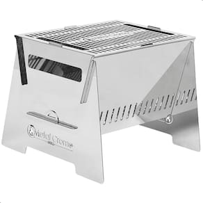 Mini Churrasqueira Grill Portatil P/Camping Inox A Carvão FS