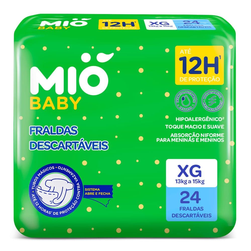Fralda Descartável Mió Baby Tamanho XG 24 Unidades