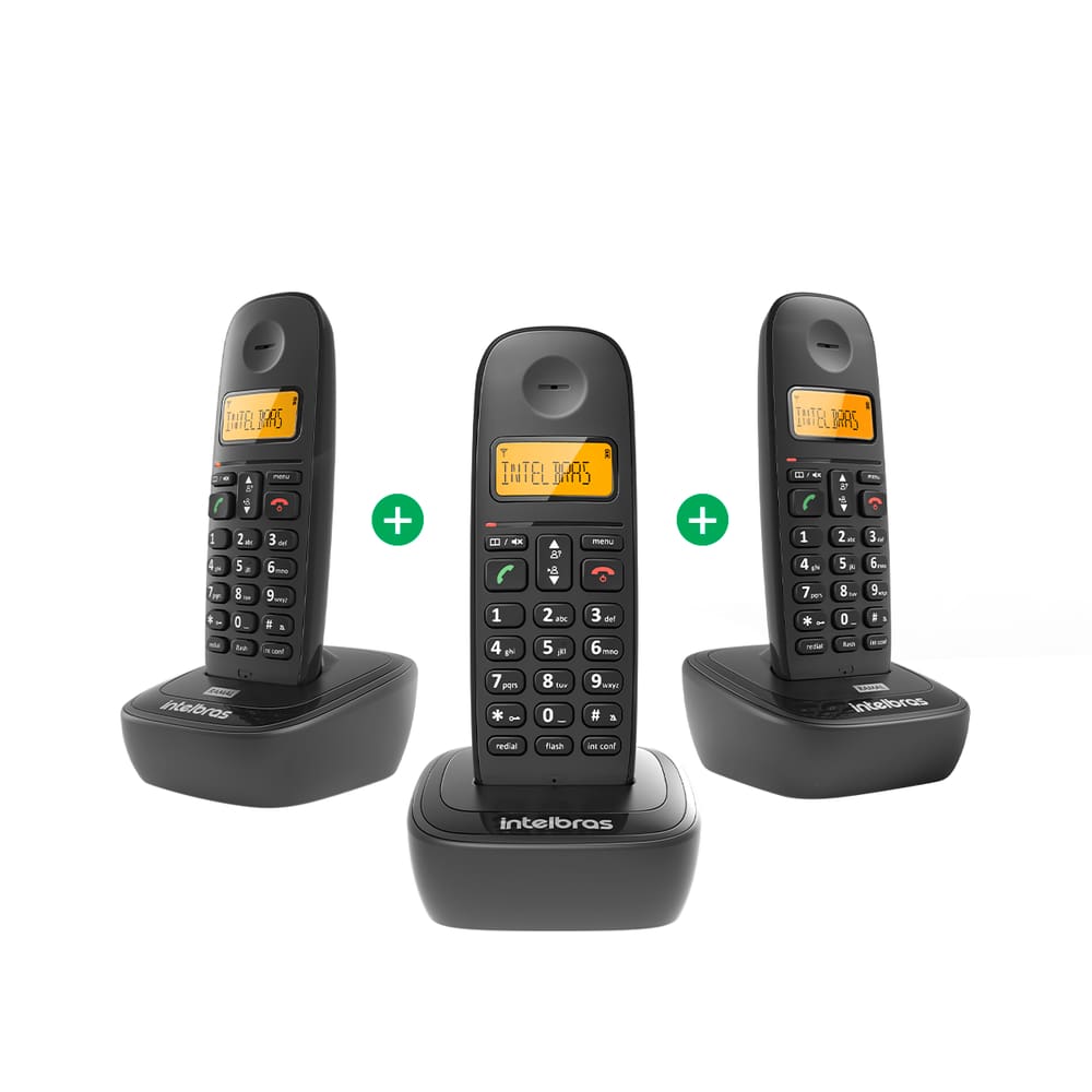 Kit Telefone sem Fio + Dois Ramais Adicionais Intelbras TS 2513