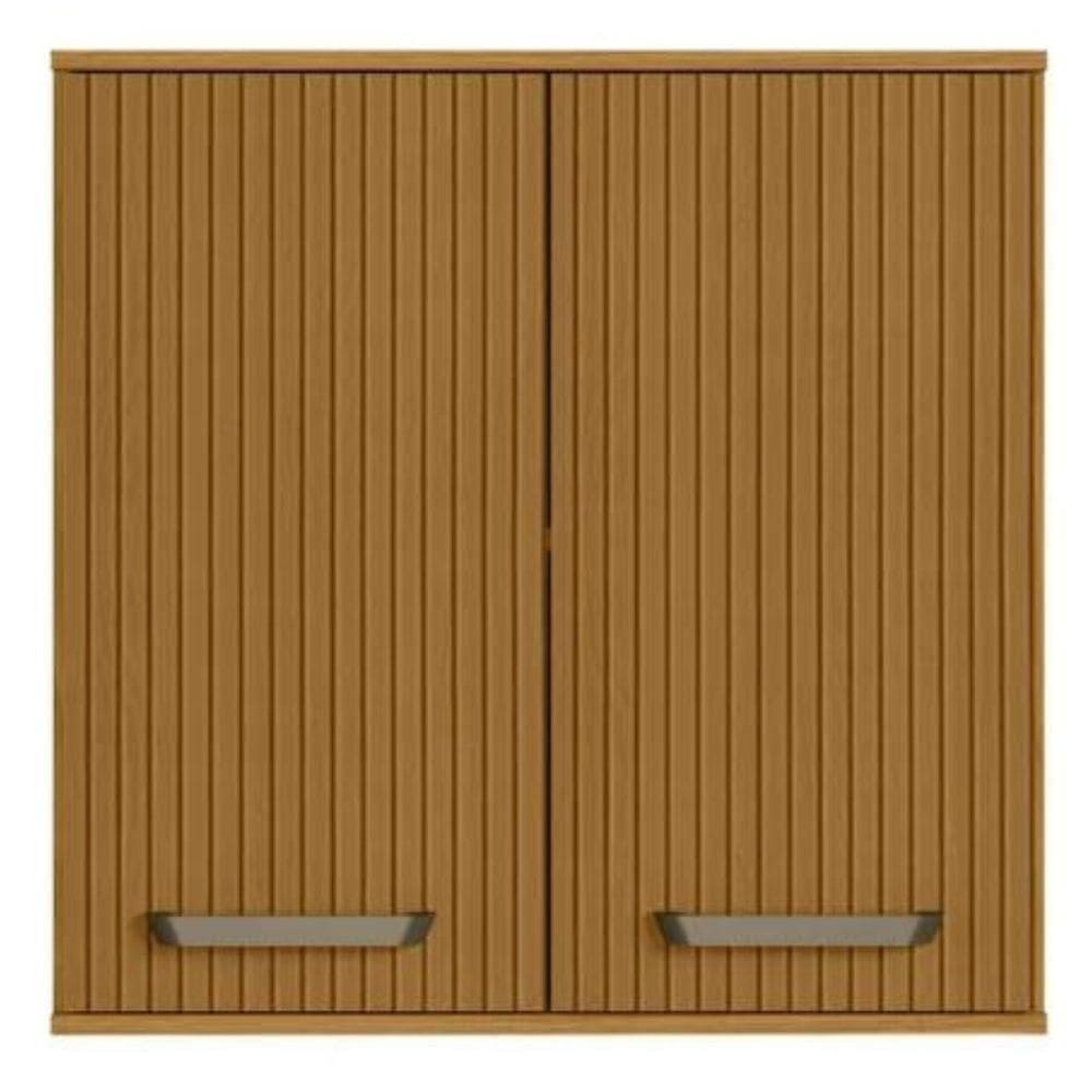 Armário Aéreo Para Cozinha Modulado Criare 02 Portas 80cm Freijo Ripado - Fabrica 1 Móveis