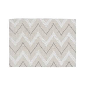 Lugar Americano Retangular Em Tecido Poli-Linho Ricamo 50x35cm Auguri Casa Zig Zag Cinza