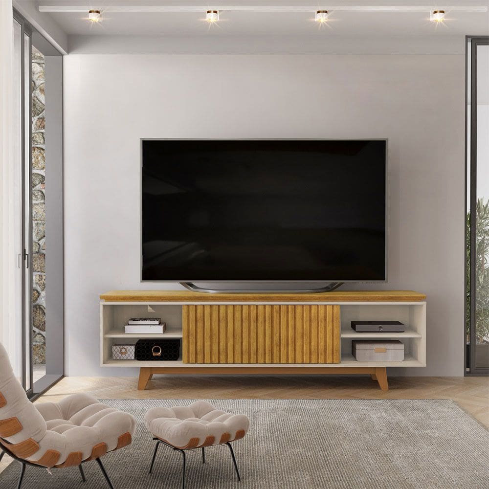 Bancada Loren 215 cm para TV até 75 Polegadas Dj Moveis