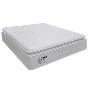Colchão Casal Queen Molas Ensacadas Gazin Com Pillow Tower New 158x198x35cm Branco