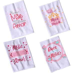 Kit 6 Pano de Copa Sarja Amor de Mãe 220g/m² 100% Algodão 45x75cm