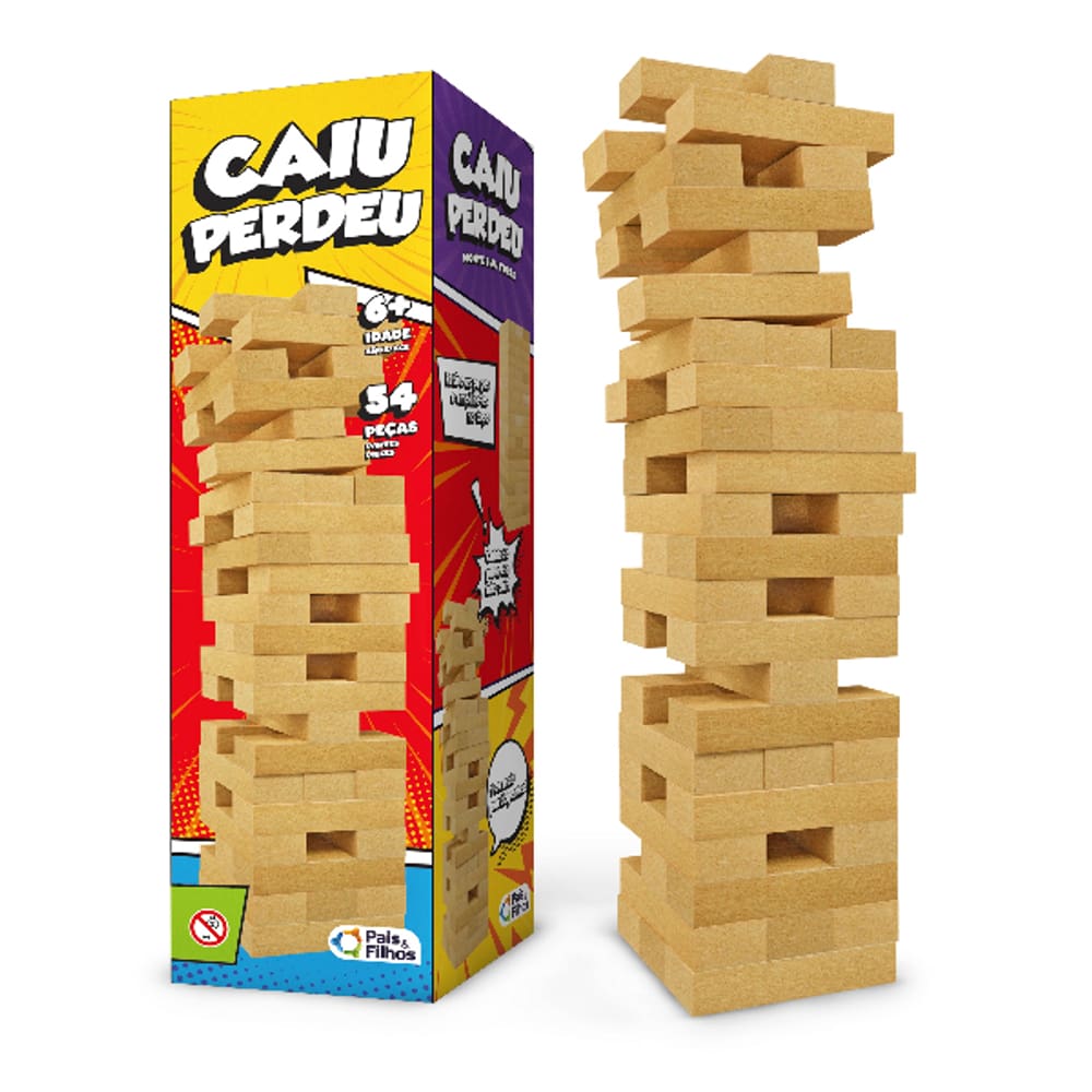 Jogo de Estratégia Infantil Caiu Perdeu MDF 54 Peças Pais & Filhos