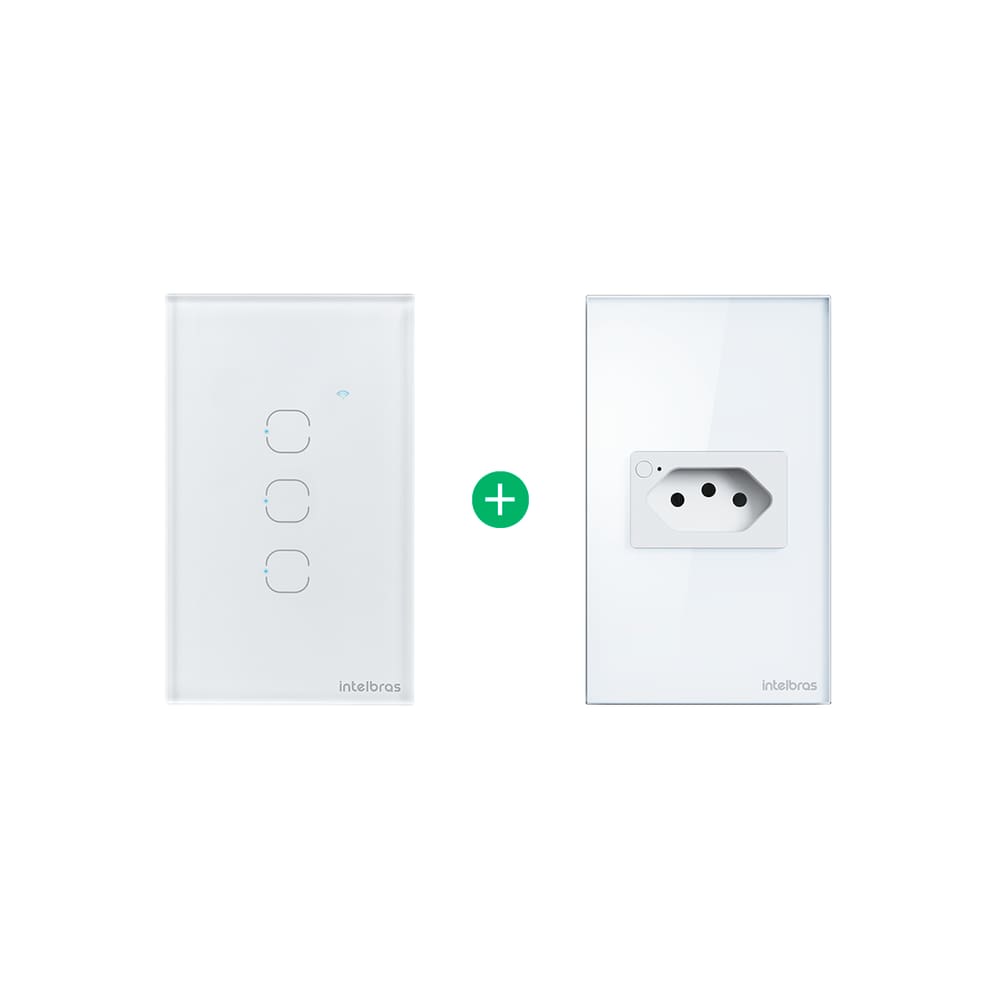 Kit Casa Inteligente Interruptor EWS 1003 + Tomada ETS 1001 Branco Intelbras