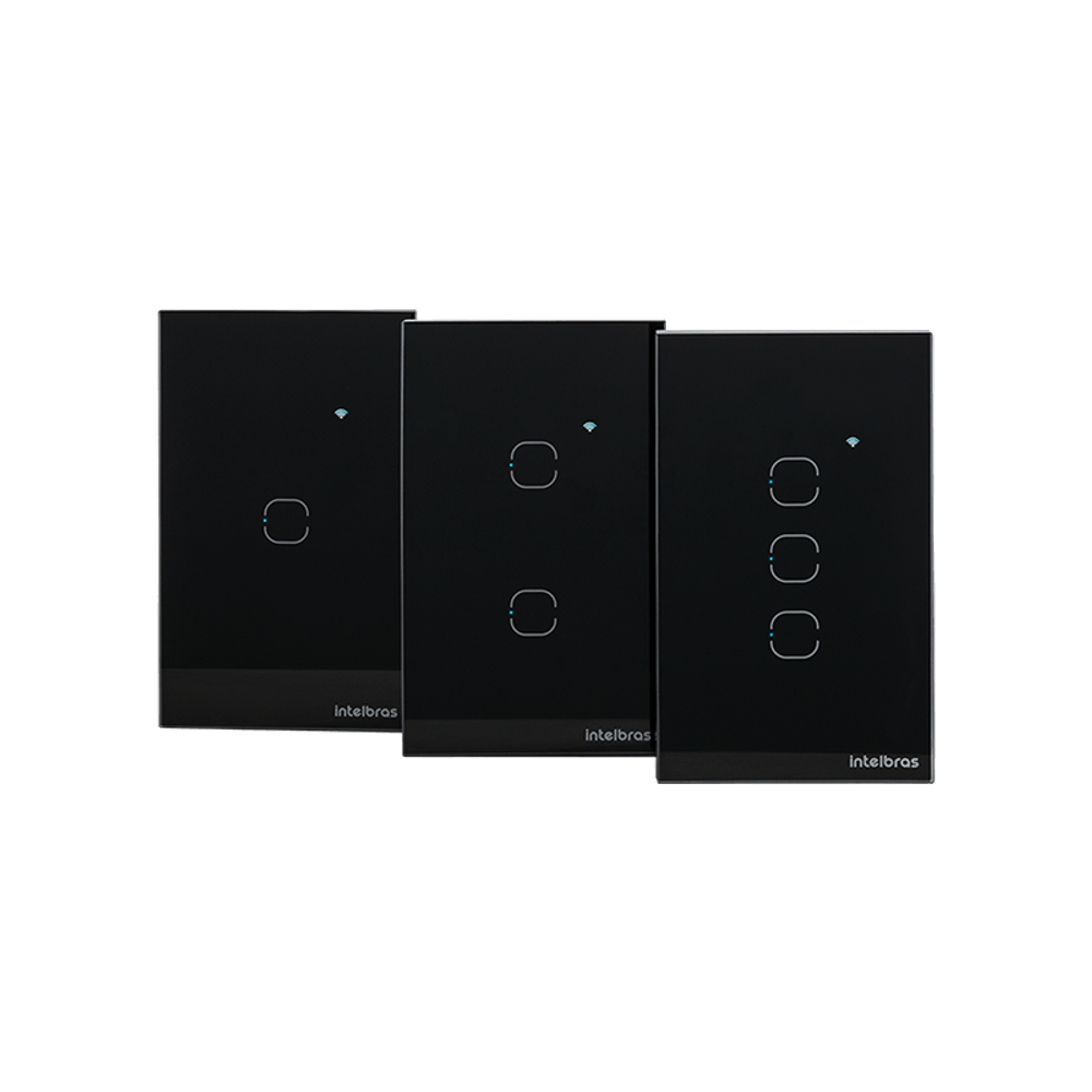Kit Casa Inteligente Interruptor Touch 1, 2 e 3 Teclas Preto Intelbras