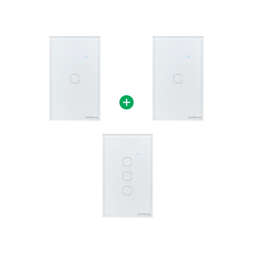 Kit Casa Inteligente Interruptor Touch 1 e 3 Teclas Branco Intelbras -3 unidades