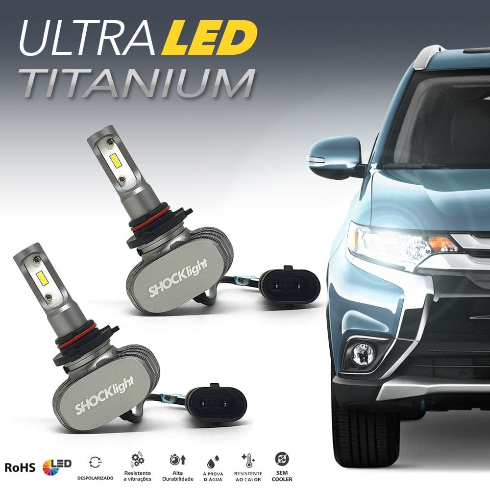 Par Lâmpadas HB3 Farol Alto Malibu Ultra Led Titanium 10000 Lumens Forte Branco Efeito Xenon 2010 2011 2012 2013