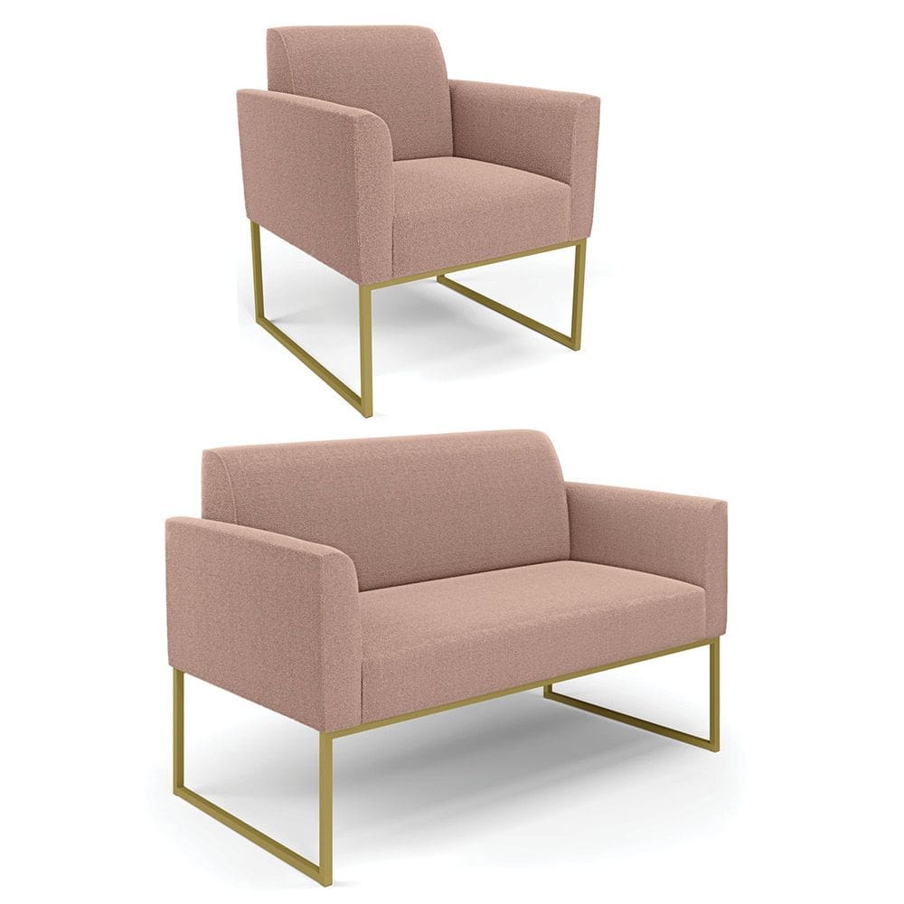 Namoradeira e Poltrona Industrial Dourado Marisa Bouclê Rosê D03 - D`Rossi