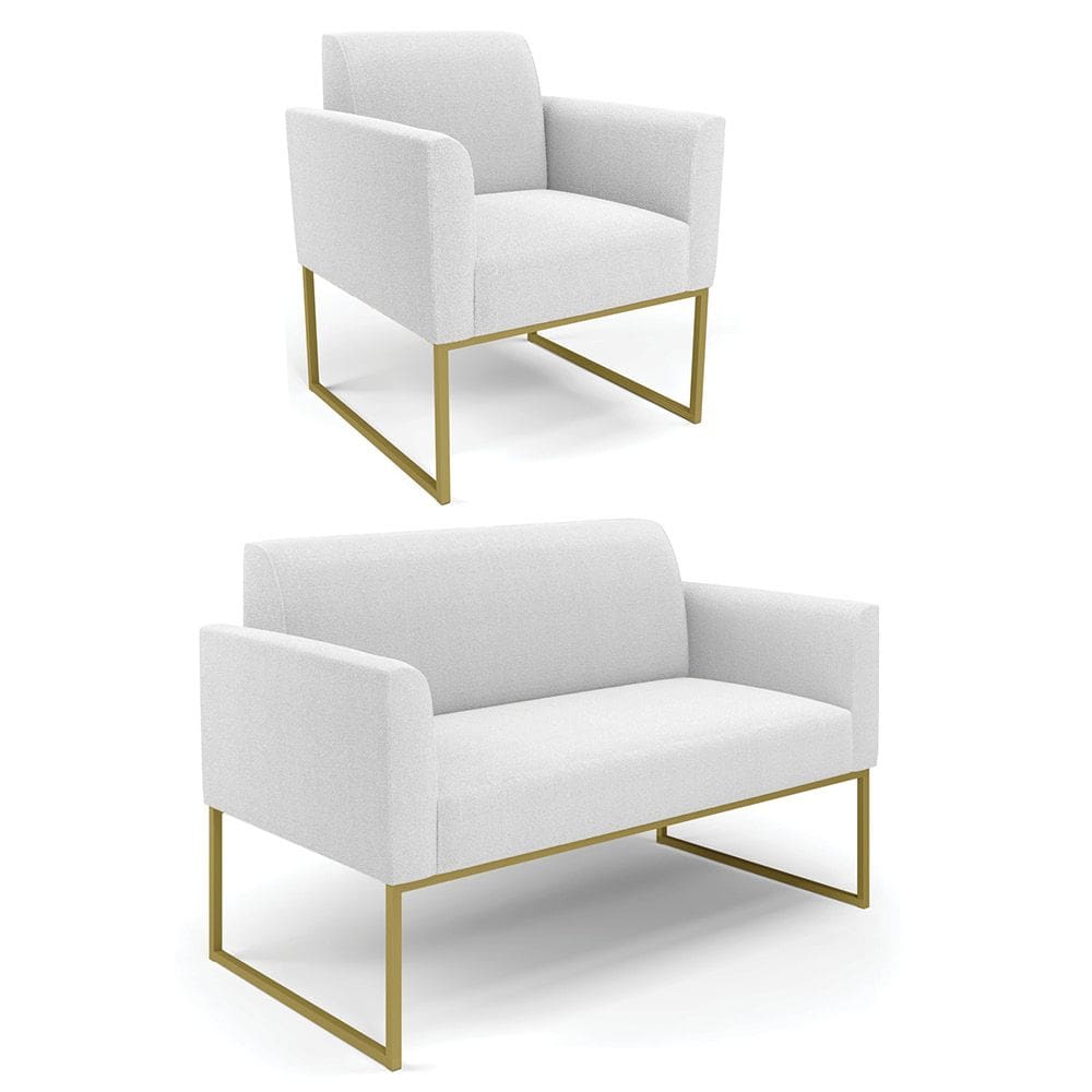 Namoradeira e Poltrona Industrial Dourado Marisa Bouclê Off White D03 - D`Rossi
