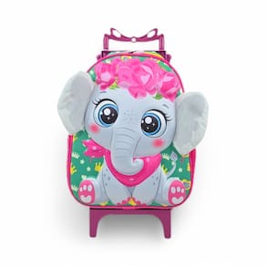 Mochila media escolar passeio rodinha bichinho animais zoo