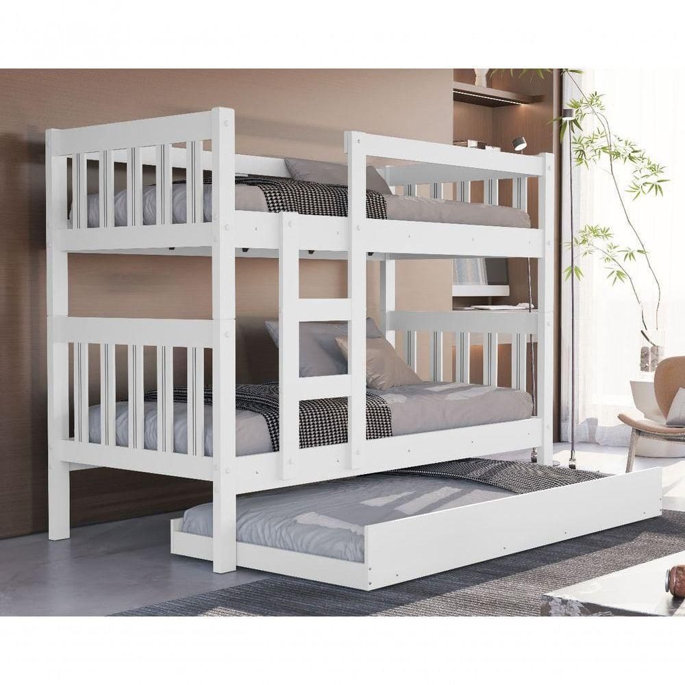 Beliche Com Colchão E Cama Auxiliar Reforçada Solteiro Infantil 100% Mdf Lançamento Jasper Moveis