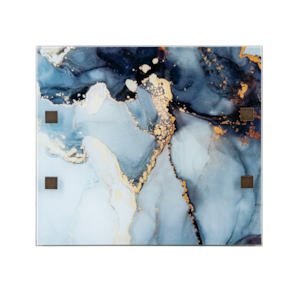 Bandeja Vidro Marmorizada Multiuso 45x40 Decorativo Cinza